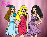 Dibujo Barbie y sus amigas vestidas de fiesta pintado por azul9898