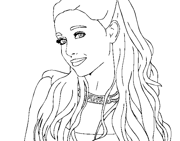 Dibujo de Ariana Grande con collar para Colorear
