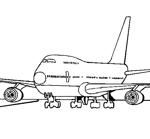 Dibujo de Avión en pista para Colorear
