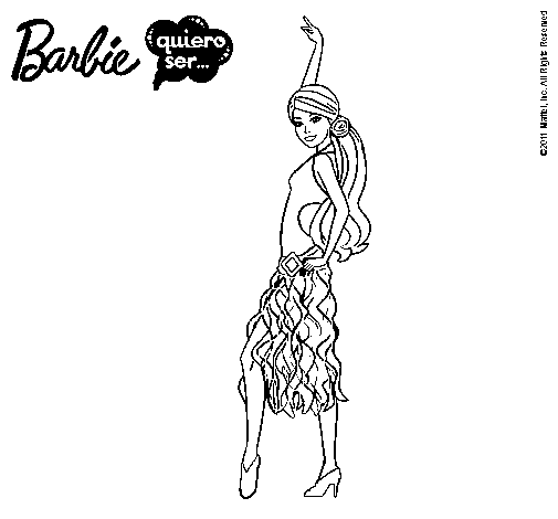 Dibujo de Barbie flamenca para Colorear