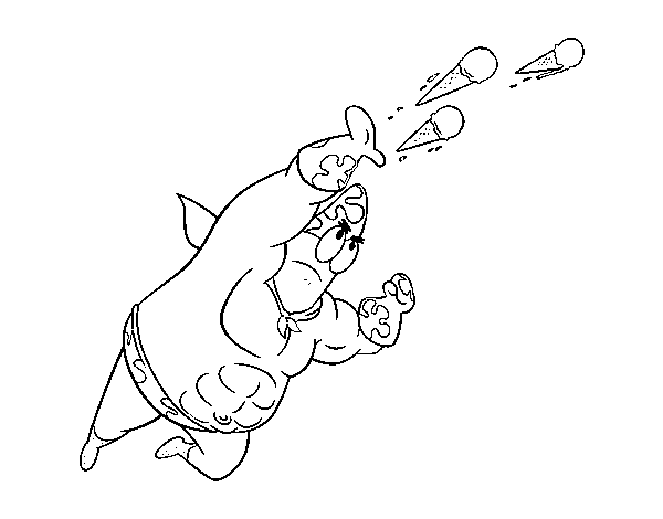 Dibujo de Bob Esponja - Sr súper dúper disparando para Colorear