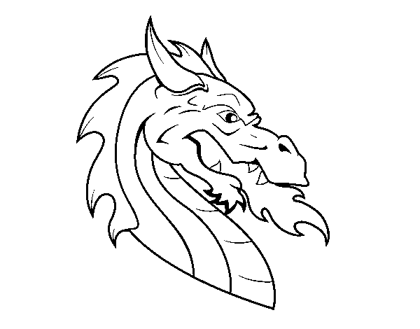 Dibujo de Cabeza de dragón europeo para Colorear