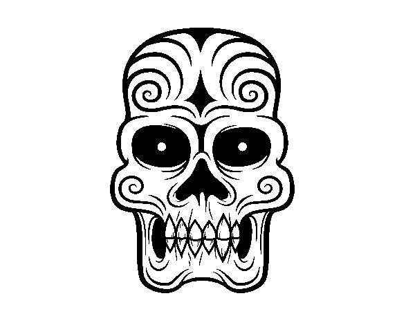 Dibujo de Calavera azteca para Colorear