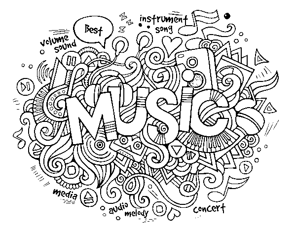 Dibujo de Collage musical para Colorear