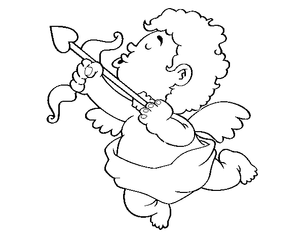 Dibujo de Cupido con su flecha para Colorear
