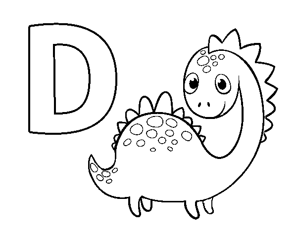 Dibujo de D de Dinosaurio para Colorear