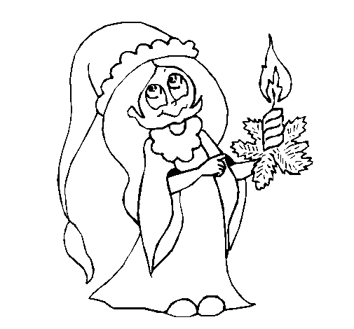 Dibujo de Dama con una vela para Colorear