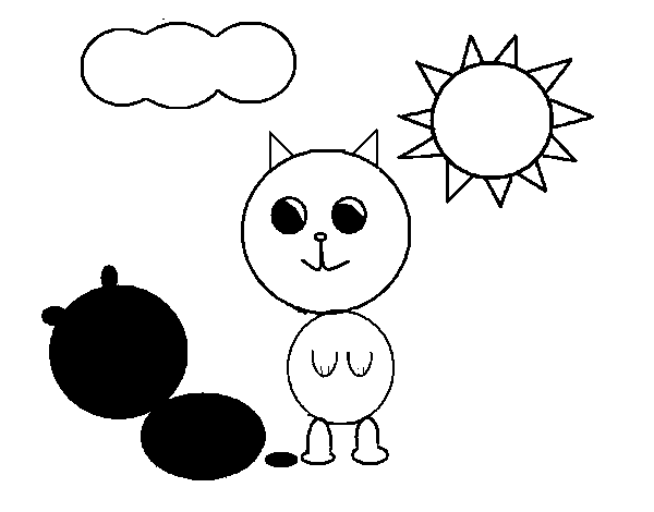 Dibujo de El gatito y su sombra para Colorear