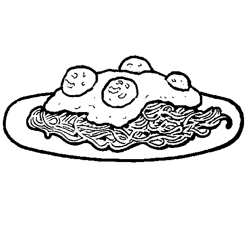 Dibujo de Espaguetis con carne para Colorear