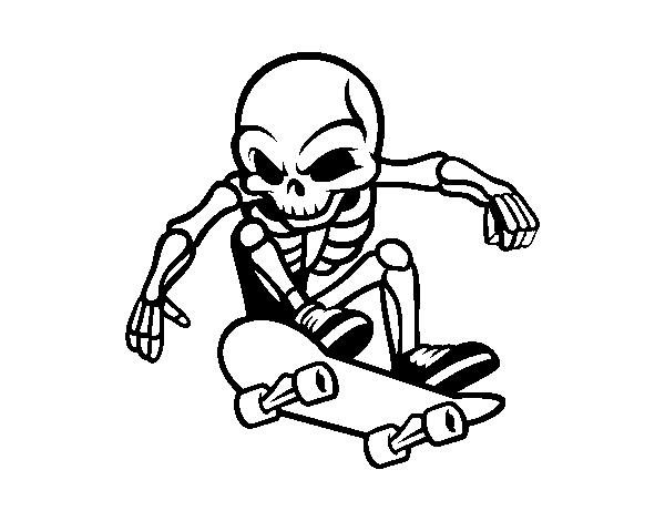 Dibujo de Esqueleto Skater para Colorear