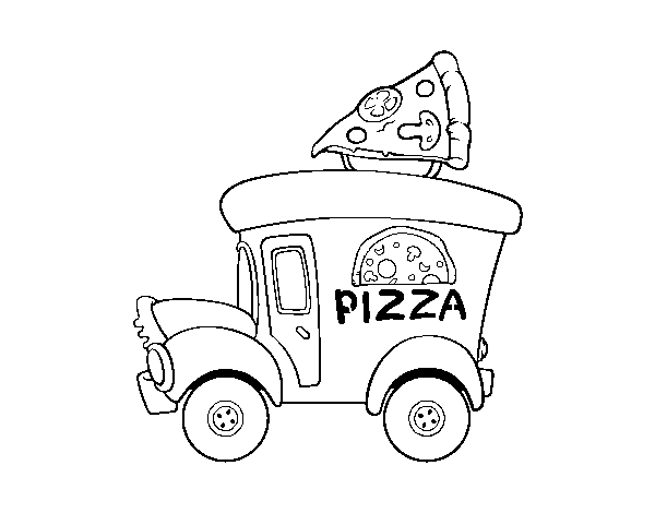 Dibujo de Food truck de pizza para Colorear