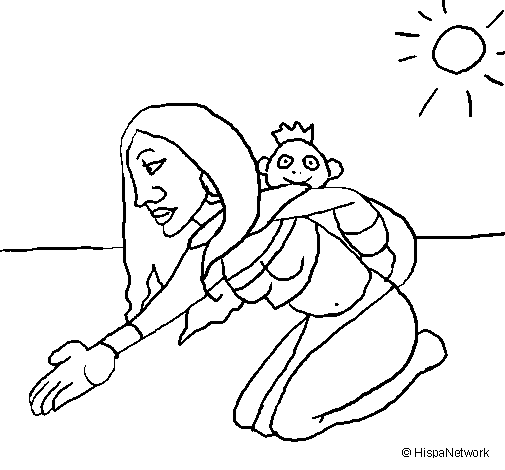 Dibujo de Madre e hijo Itzianos para Colorear