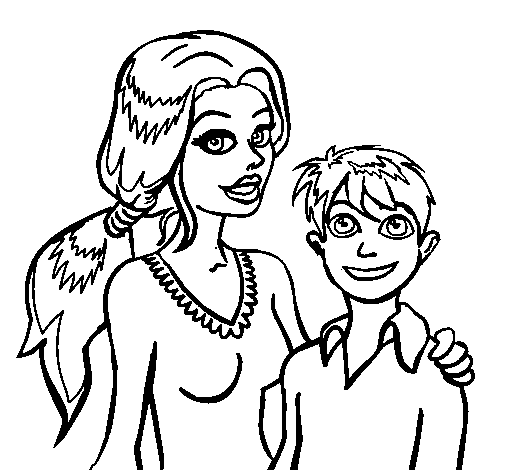 Dibujo de Madre e hijo  para Colorear