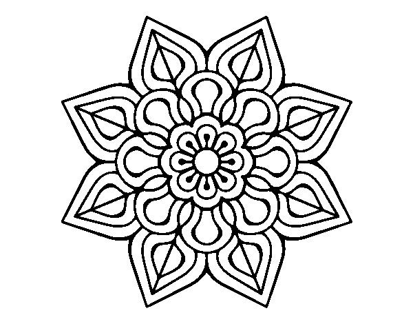 Dibujo de Mandala de flor sencilla para Colorear