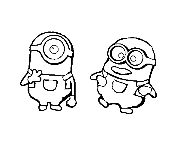 Dibujo de Minions - Carl y Dave para Colorear