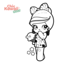 Dibujo de Niña Kawaii con un helado para colorear