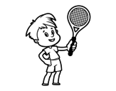 Dibujo de Niño con raqueta para colorear