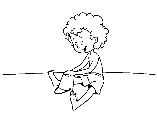 Dibujo de Niño jugando en la arena para Colorear