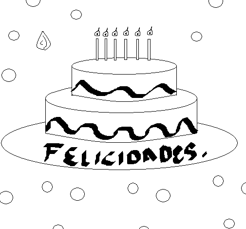 Dibujo de Pastel de cumpleaños 1 para Colorear