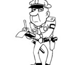 Dibujo de Policía haciendo multas