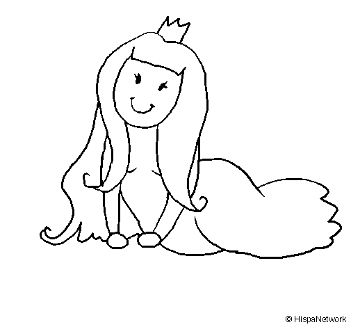 Dibujo de Princesa contenta para Colorear