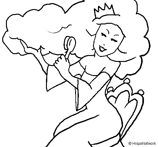 Dibujo de Princesa peinándose para Colorear