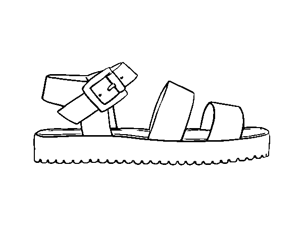 Dibujo de Sandalia plana con plataforma para Colorear