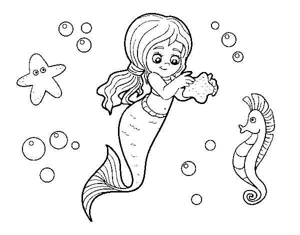 Dibujo de Sirena preciosa para Colorear