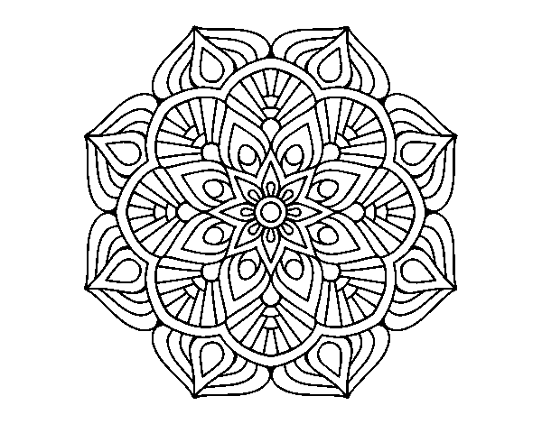 Dibujo de Un mandala de flor oriental para Colorear