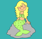 Dibujo Sirena sentada en una roca pintado por ARELI 