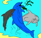 Dibujo Delfines jugando pintado por bizz