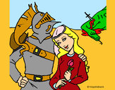 Dibujo San Jorge y princesa pintado por disogori