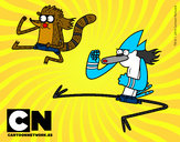 Dibujo Mordecai y Rigby karatekas pintado por sergibo