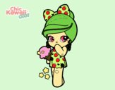 Niña Kawaii con un helado