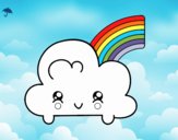 Nube con arco iris kawaii