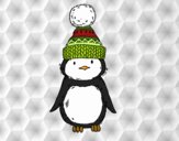 Pingüino con gorro de invierno