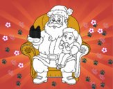 Papá Noel y niño en Navidad