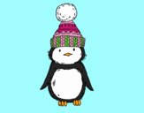 Pingüino con gorro de invierno