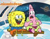 Bob Esponja y Patricio en bañador