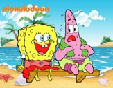 Bob Esponja y Patricio en bañador