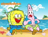 Bob Esponja y Patricio en bañador