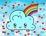 Nube con arco iris kawaii