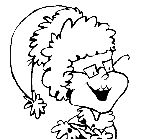 Dibujo de Abuela con gorro navideño para Colorear