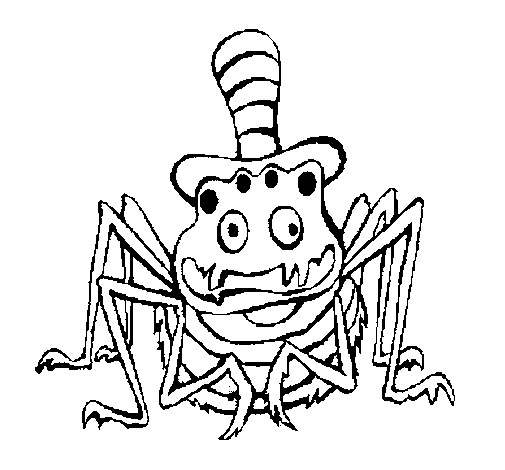 Dibujo de Araña con sombrero para Colorear