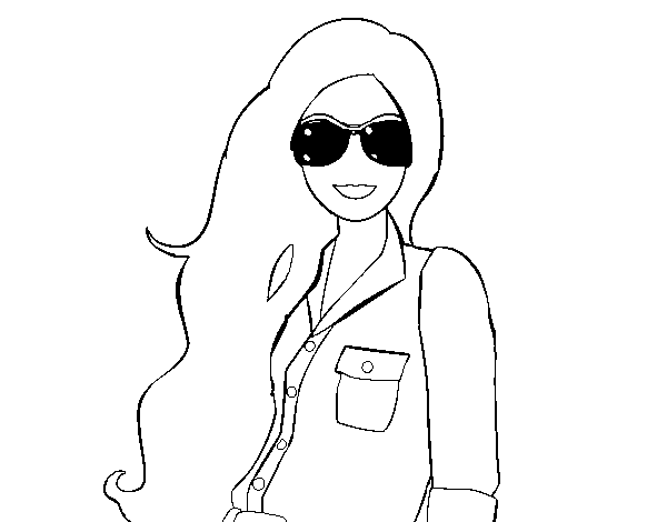 Dibujo de Barbie con gafas de sol para Colorear