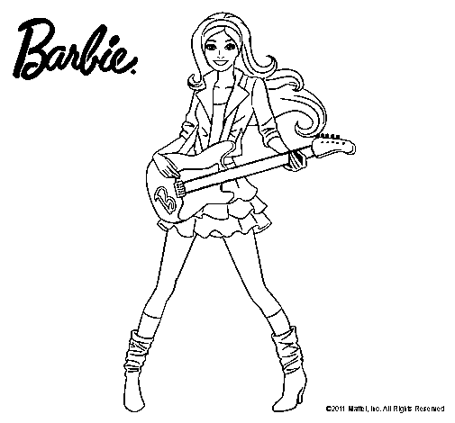Dibujo de Barbie guitarrista para Colorear