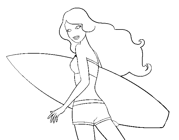 Dibujo de Barbie surfera para Colorear