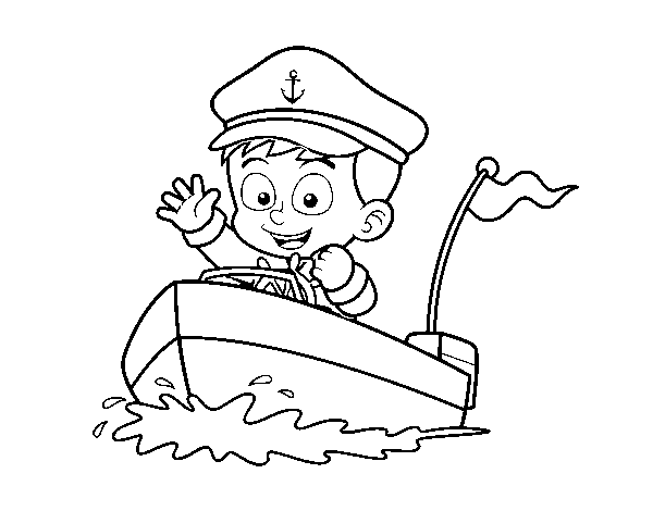 Dibujo de Barco y capitán para Colorear