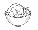Dibujo de Brocheta de carne con arroz para colorear