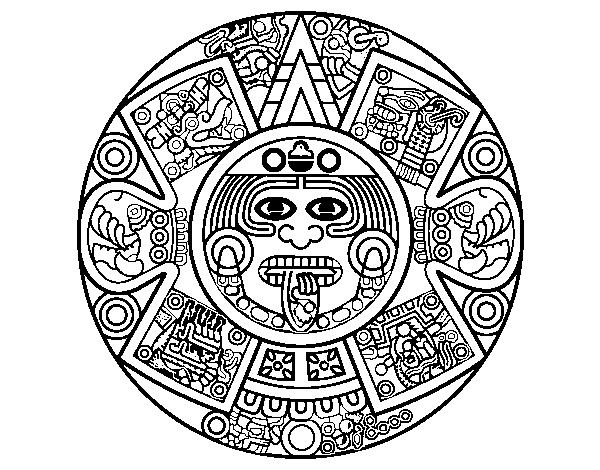 Dibujo de Calendario azteca para Colorear